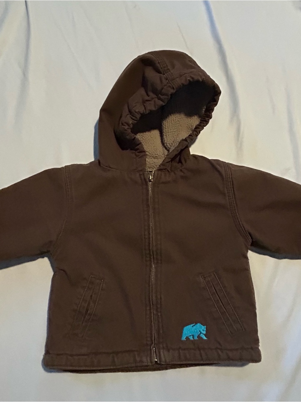 Berne Brown Sherpa Lined Full Zip Hooded Jacket Coat INFANT Baby 18M 18 Months